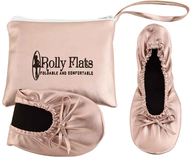 Rolly Flats Women's Foldable Flats â€“ Portable Ballet Slippers Shoes for Travel, Wedding â€“ Fits in Purse (XL, Rose Gold) - Image 3